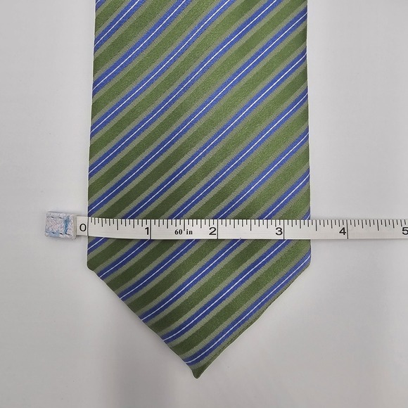 Geoffrey Beene Silk Tie Green Blue‎ Diagonal Stripe Pattern Men's Dress... - Picture 2 of 3